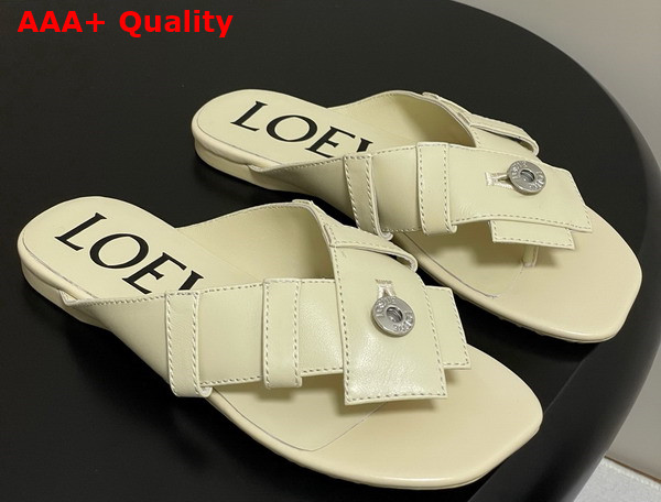 Loewe Toy Panta Toe Post Sandal in Oat Milk Lambskin Replica
