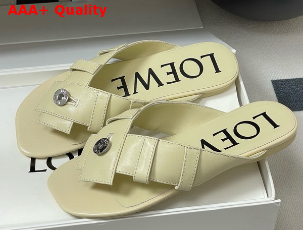 Loewe Toy Panta Toe Post Sandal in Oat Milk Lambskin Replica
