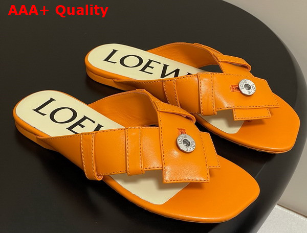 Loewe Toy Panta Toe Post Sandal in Orange Lambskin Replica