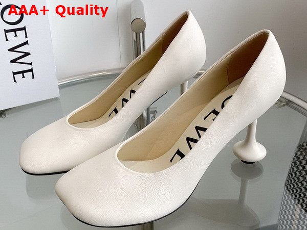 Loewe Toy Pump in White Goatskin Replica