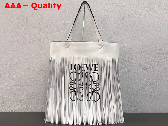 Loewe Vertical Tote Fringe Paula Bag Soft White Replica