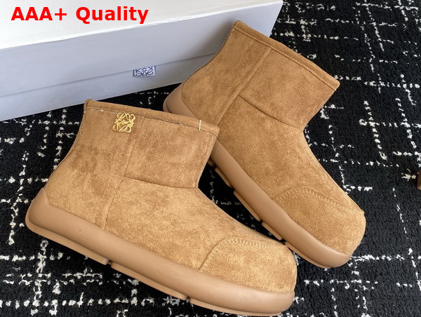 Loewe Women Snow Boot in Tobacco Suede Calfskin Replica