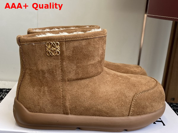 Loewe Women Snow Boot in Tobacco Suede Calfskin Replica