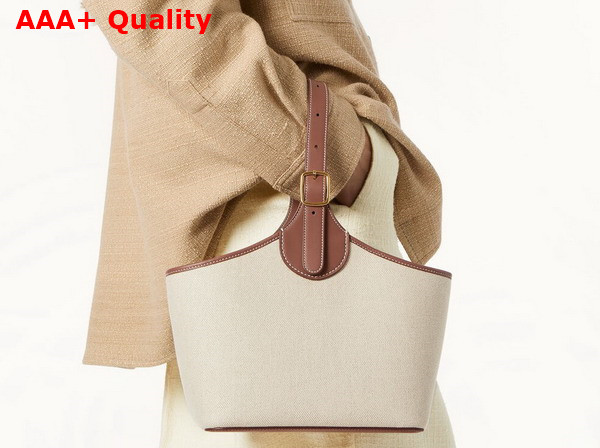 Loro Piana Bobbin Bucket Bag Cotton Linen Natural Caramel Sugar Sun Gold Replica