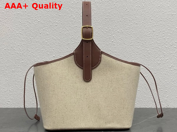 Loro Piana Bobbin Bucket Bag Cotton Linen Natural Caramel Sugar Sun Gold Replica