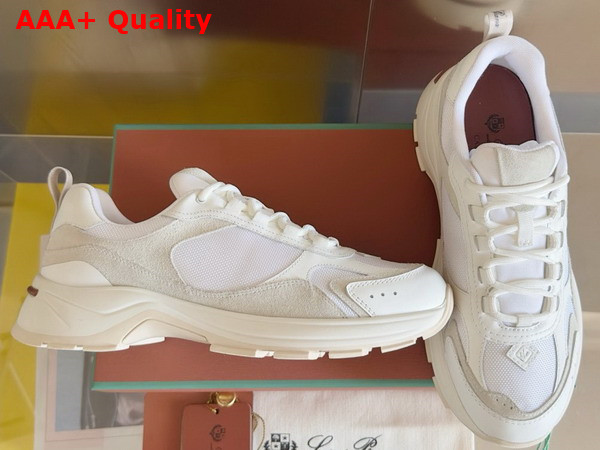 Loro Piana Cairn Walk Sneaker in Nougat Technical Fabric and Split Calfskin Replica