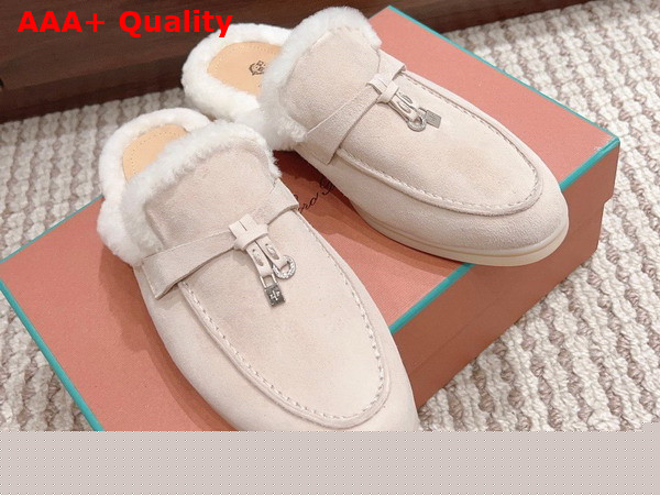 Loro Piana Charms Walk Babouche Loafers in Beige Suede Leather Replica
