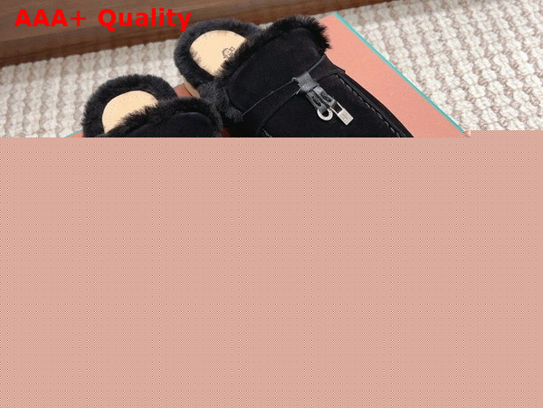 Loro Piana Charms Walk Babouche Loafers in Black Suede Leather Replica
