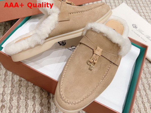 Loro Piana Charms Walk Babouche Loafers in Pink Sand Suede Leather Replica