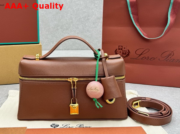 Loro Piana Extra Bag L27 Grainy Calfskin Mole Sun Gold Replica