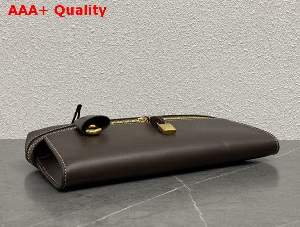 Loro Piana Extra Clutch L29 Dark Chocolate Sun Gold Calfskin Replica
