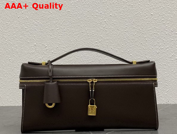 Loro Piana Extra Clutch L29 Dark Chocolate Sun Gold Calfskin Replica