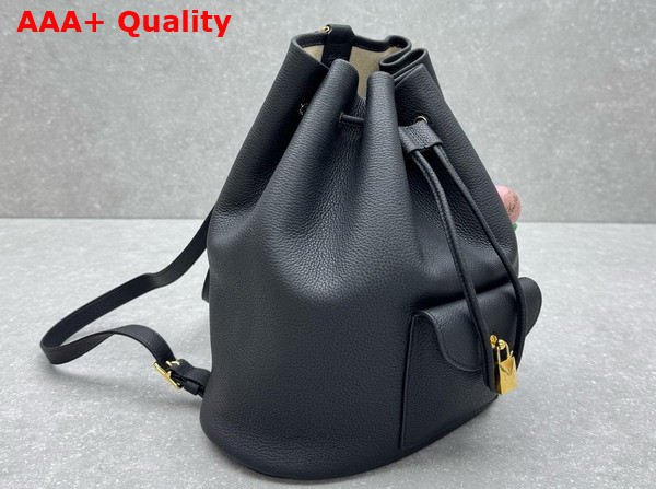 Loro Piana Extra Drawstring Backpack L27 in Black Calfskin Replica