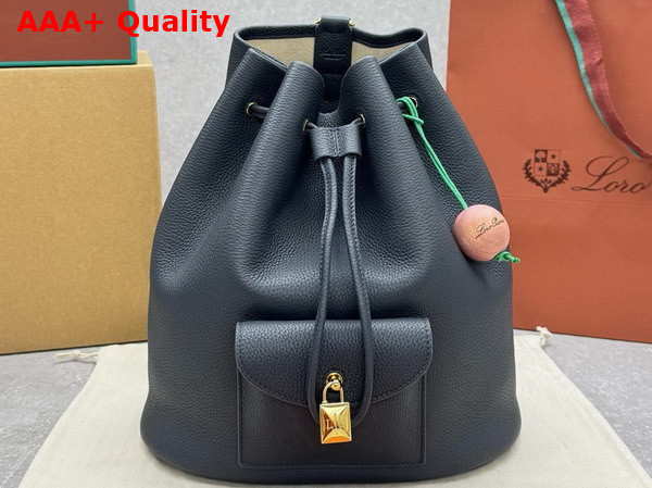 Loro Piana Extra Drawstring Backpack L27 in Blue Navy Calfskin Replica