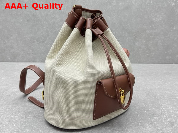 Loro Piana Extra Drawstring Backpack L27 in Cotton Linen Natural Caramel Sugar Sun Gold Replica