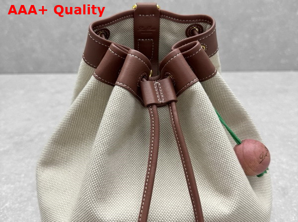Loro Piana Extra Drawstring Backpack L27 in Cotton Linen Natural Caramel Sugar Sun Gold Replica