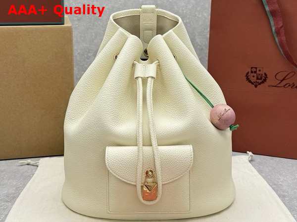 Loro Piana Extra Drawstring Backpack L27 in Whisper White Calfskin Replica