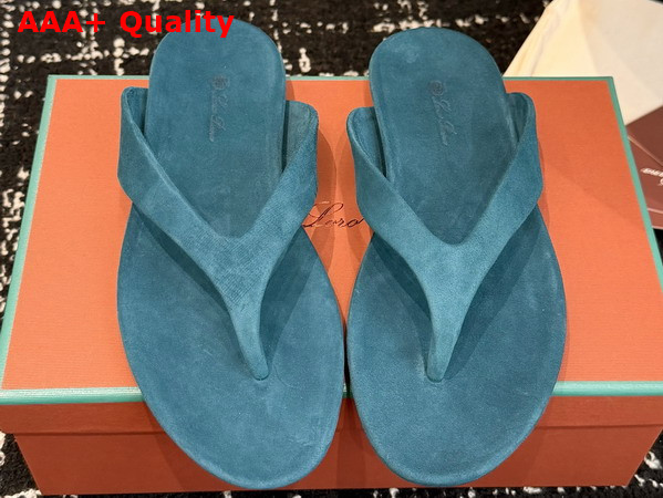Loro Piana Ida Sandal in Atlantic Deep Suede Goatskin Replica