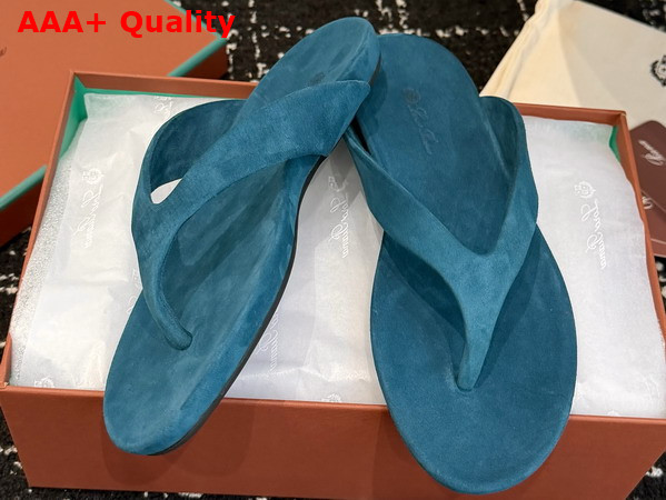 Loro Piana Ida Sandal in Atlantic Deep Suede Goatskin Replica