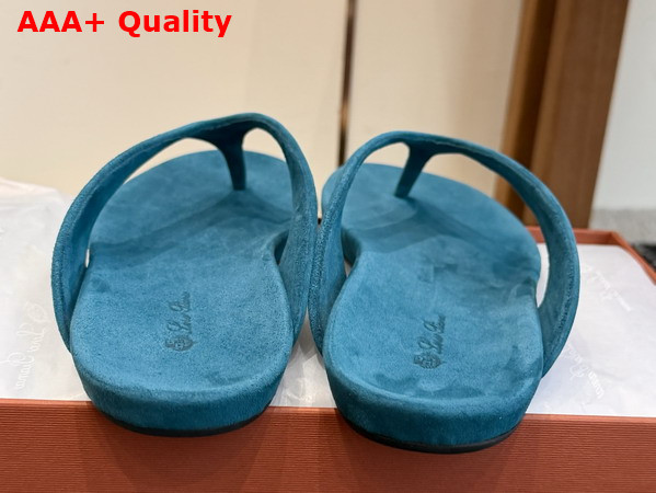 Loro Piana Ida Sandal in Atlantic Deep Suede Goatskin Replica