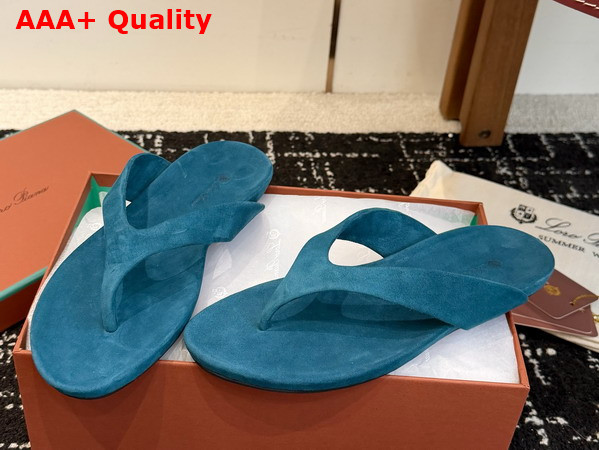 Loro Piana Ida Sandal in Atlantic Deep Suede Goatskin Replica
