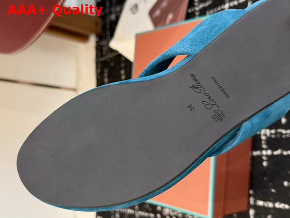 Loro Piana Ida Sandal in Atlantic Deep Suede Goatskin Replica