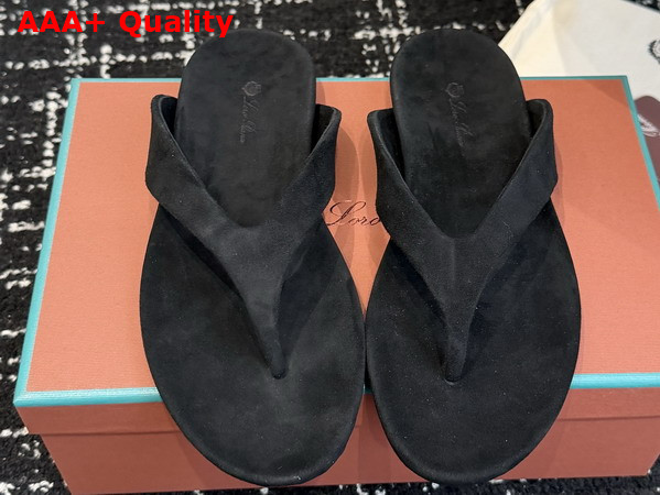 Loro Piana Ida Sandal in Black Suede Goatskin Replica