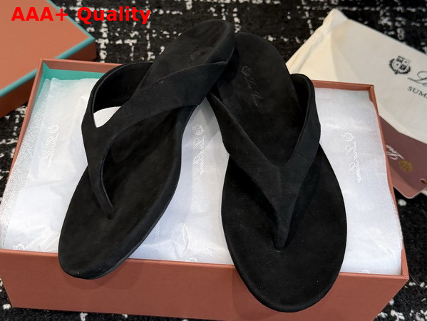 Loro Piana Ida Sandal in Black Suede Goatskin Replica