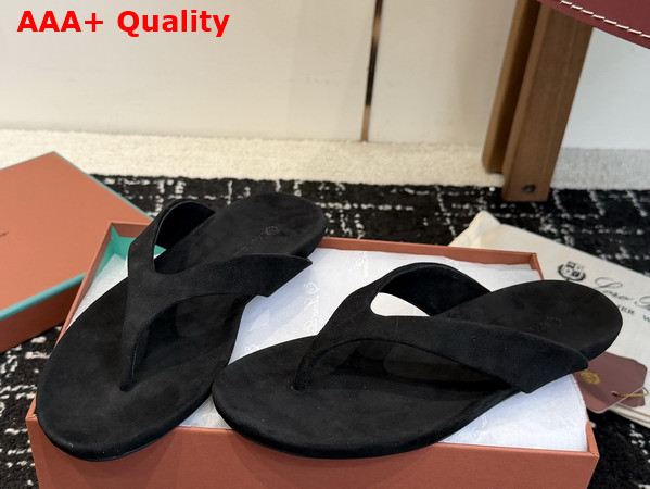 Loro Piana Ida Sandal in Black Suede Goatskin Replica