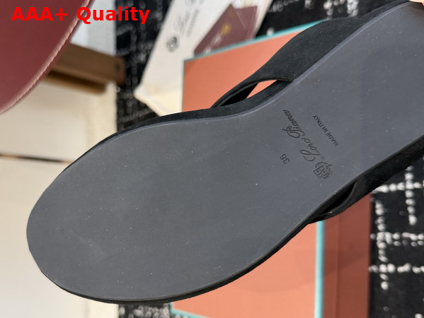 Loro Piana Ida Sandal in Black Suede Goatskin Replica