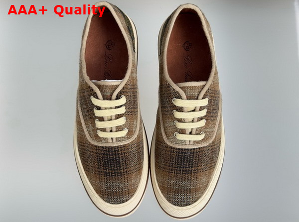 Loro Piana Nantucket Walk Sneaker Wish Wool Cashmere Orange and Burnt Check Replica