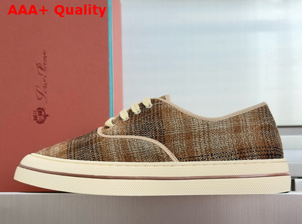 Loro Piana Nantucket Walk Sneaker Wish Wool Cashmere Orange and Burnt Check Replica