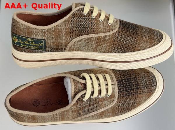 Loro Piana Nantucket Walk Sneaker Wish Wool Cashmere Orange and Burnt Check Replica