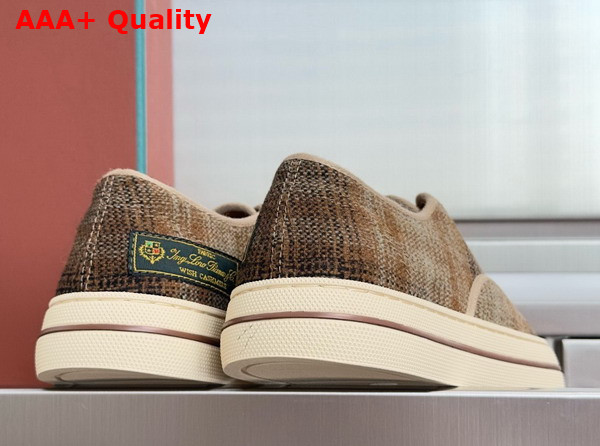 Loro Piana Nantucket Walk Sneaker Wish Wool Cashmere Orange and Burnt Check Replica