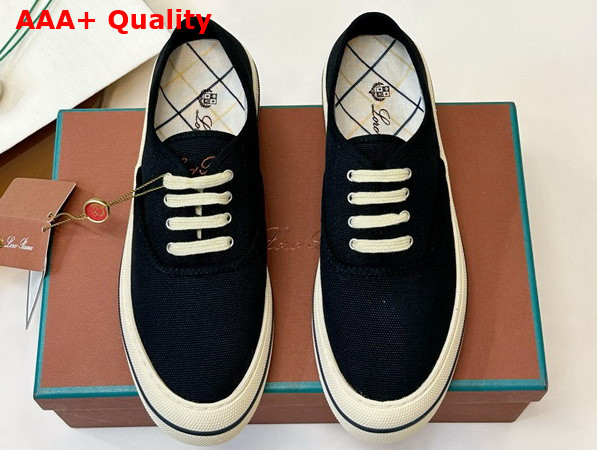 Loro Piana Nantucket Walk Sneaker in Black Cotton Replica