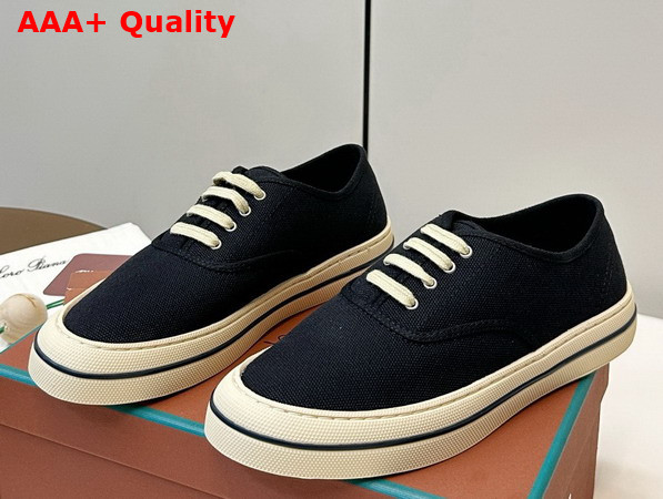 Loro Piana Nantucket Walk Sneaker in Black Cotton Replica