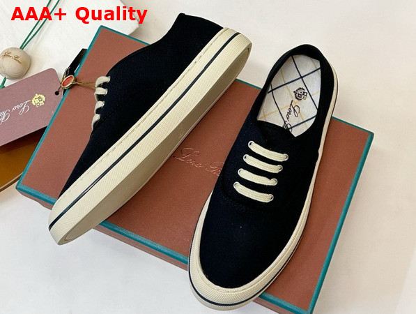 Loro Piana Nantucket Walk Sneaker in Black Cotton Replica