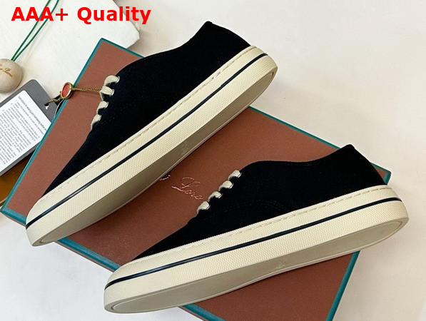 Loro Piana Nantucket Walk Sneaker in Black Cotton Replica
