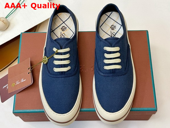 Loro Piana Nantucket Walk Sneaker in Blue Navy Cotton Replica