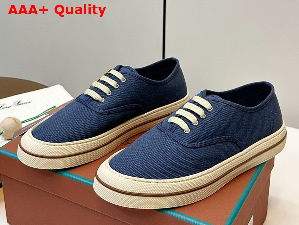 Loro Piana Nantucket Walk Sneaker in Blue Navy Cotton Replica