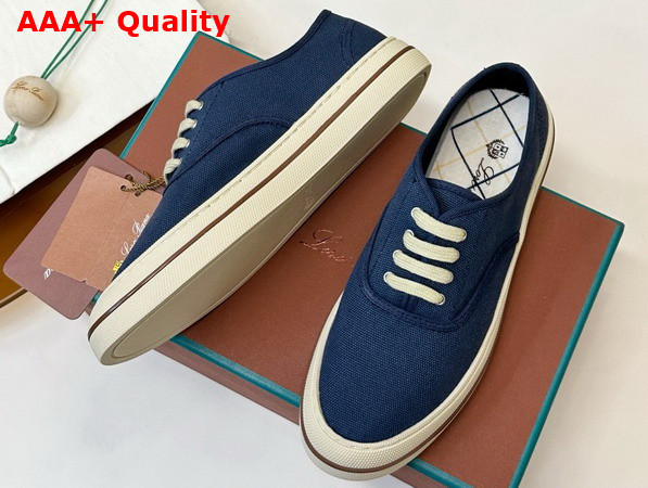 Loro Piana Nantucket Walk Sneaker in Blue Navy Cotton Replica
