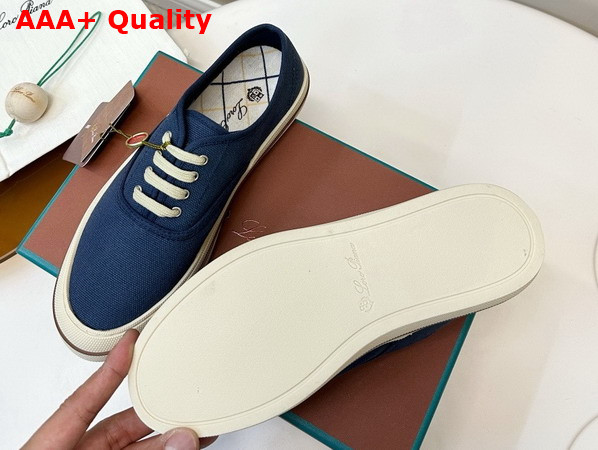 Loro Piana Nantucket Walk Sneaker in Blue Navy Cotton Replica