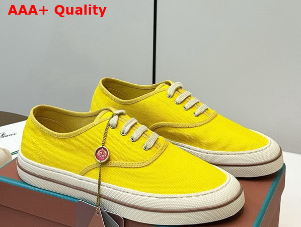 Loro Piana Nantucket Walk Sneaker in Minty Lemon Cotton Replica
