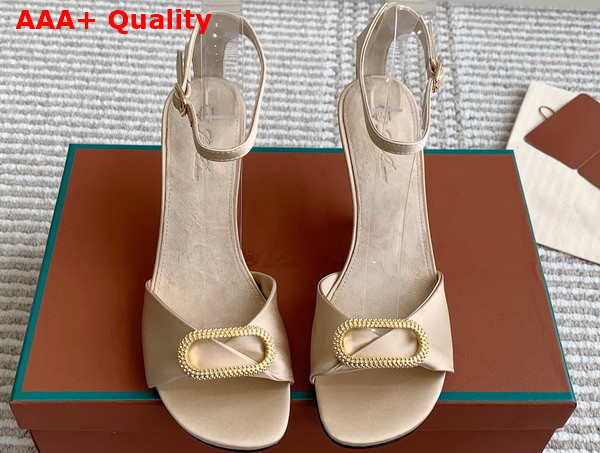 Loro Piana Olympia Heeled Sandal in Beige Satin Replica