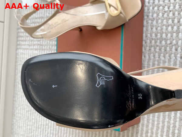 Loro Piana Olympia Heeled Sandal in Beige Satin Replica