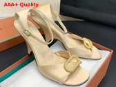 Loro Piana Olympia Heeled Sandal in Beige Silk Viscose Replica