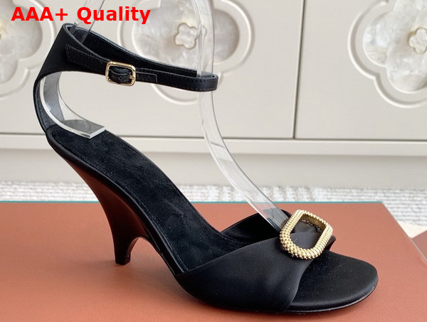 Loro Piana Olympia Heeled Sandal in Black Satin Replica