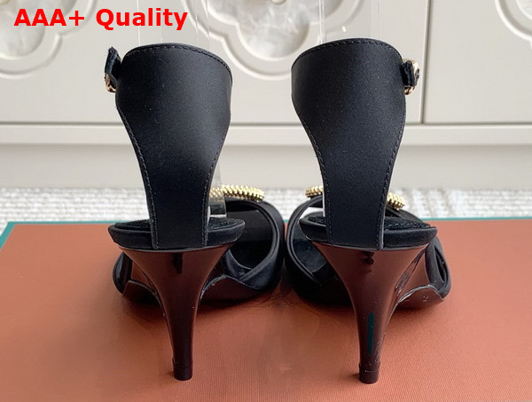 Loro Piana Olympia Heeled Sandal in Black Satin Replica