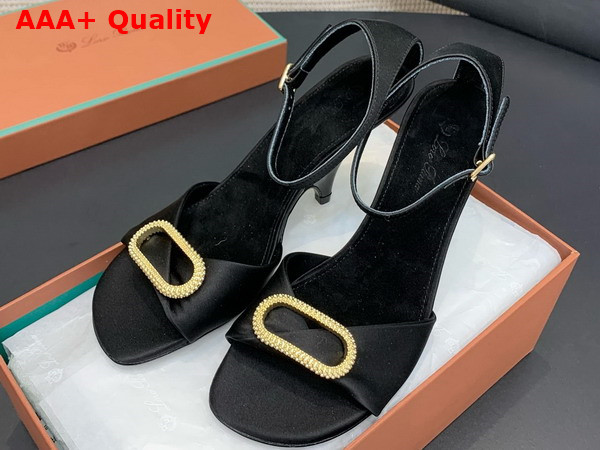 Loro Piana Olympia Heeled Sandal in Black Silk Viscose Replica