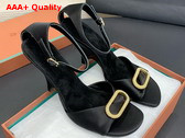 Loro Piana Olympia Heeled Sandal in Black Silk Viscose Replica